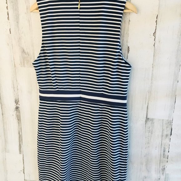 Draper James Striped Ponte Sheath Dress Navy Work - Picture 9 of 12
